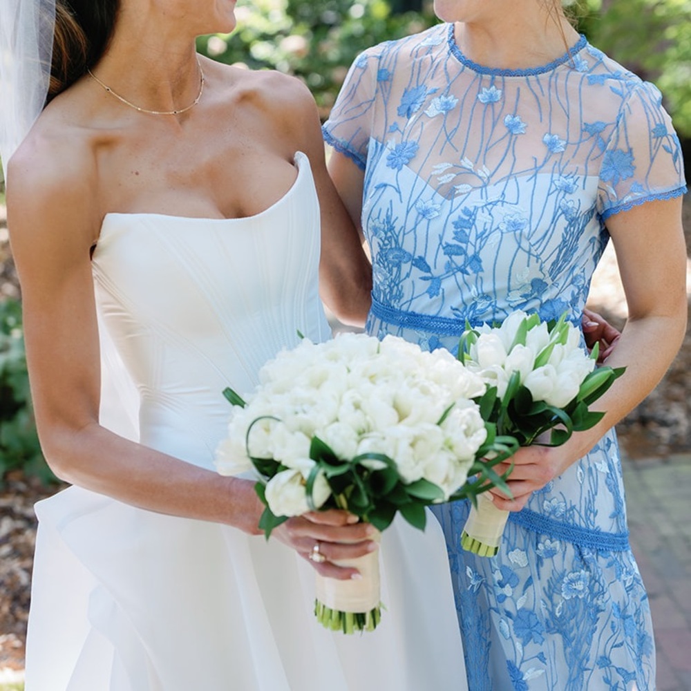 Blue Floral Lace Formal Dress